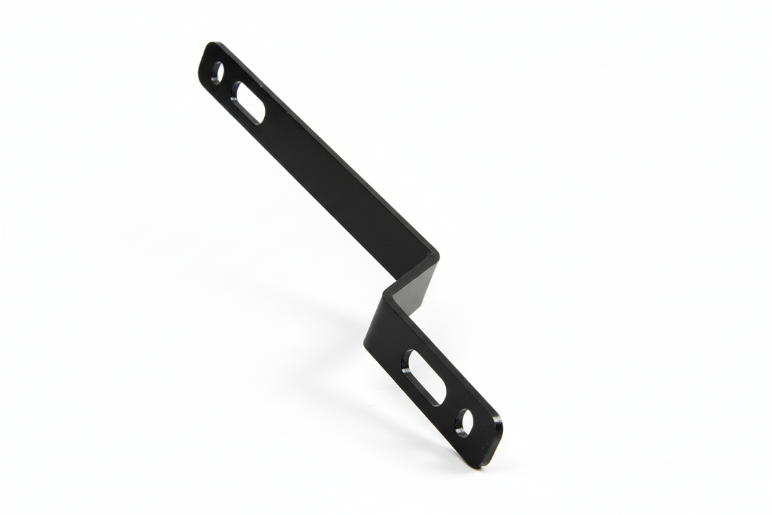 Black metal bracket on a white background