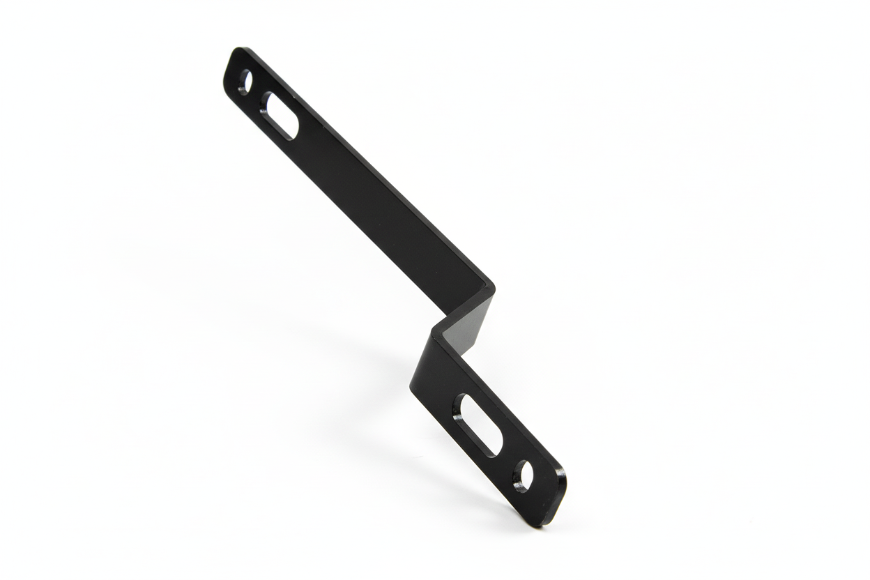 Black metal bracket on a white background
