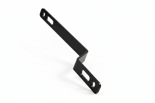 Black metal bracket on a white background